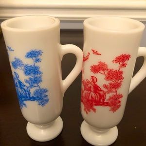 Set of 2 Vintage Avon Milkglass Shot glasses Liquor Victorian